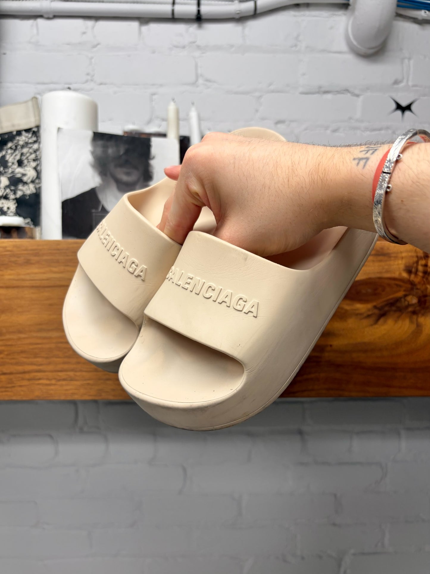 Balenciaga Tan ‘Chunky Slides’ Platform Sandals