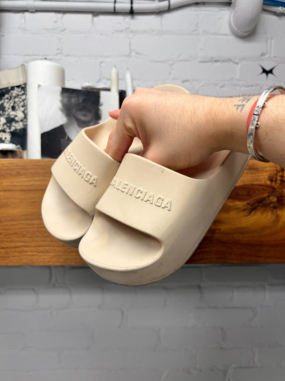 Balenciaga Tan ‘Chunky Slides’ Platform Sandals