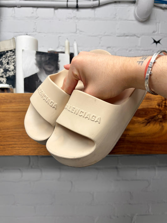 Balenciaga Tan ‘Chunky Slides’ Platform Sandals
