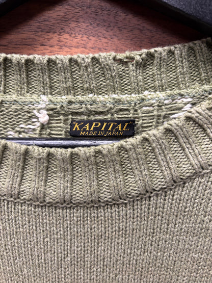 Kapital ‘5G’ Green Bone Knit Sweater