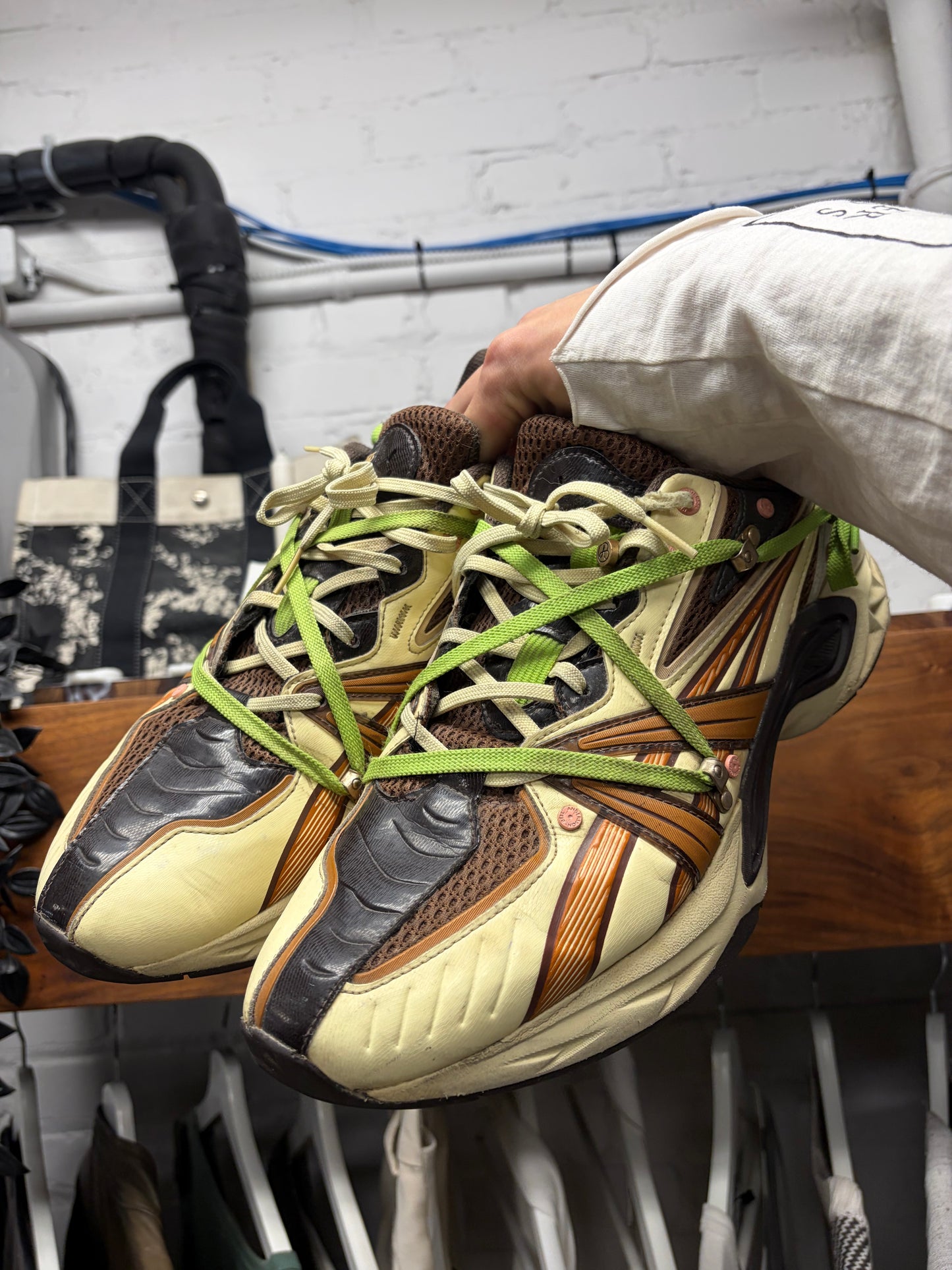 Andersson Bell x Asics ‘Protoblast’ Butter/Green Low Top Sneakers