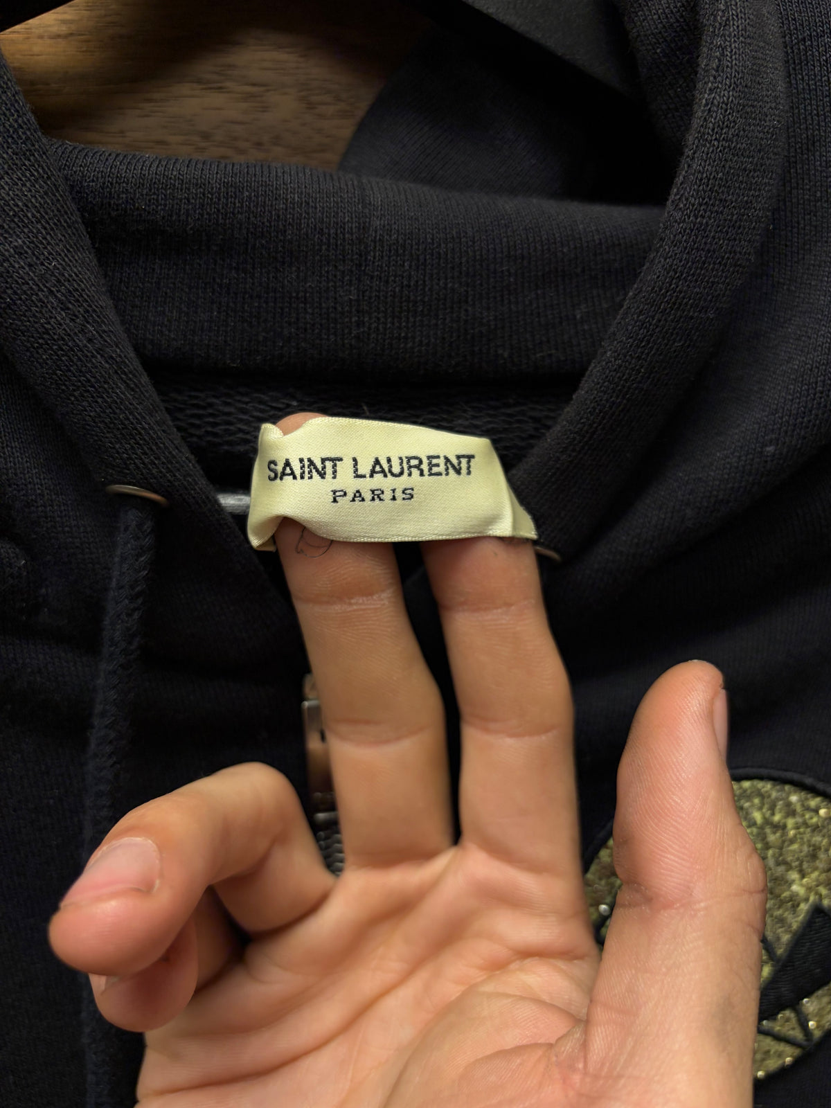SS2017 Saint Laurent ‘Never Say Never’ Diamond Patch Zip Up Hoodie
