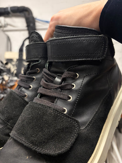 Kris Van Assche Black Suede Strapped Mid Top Sneakers