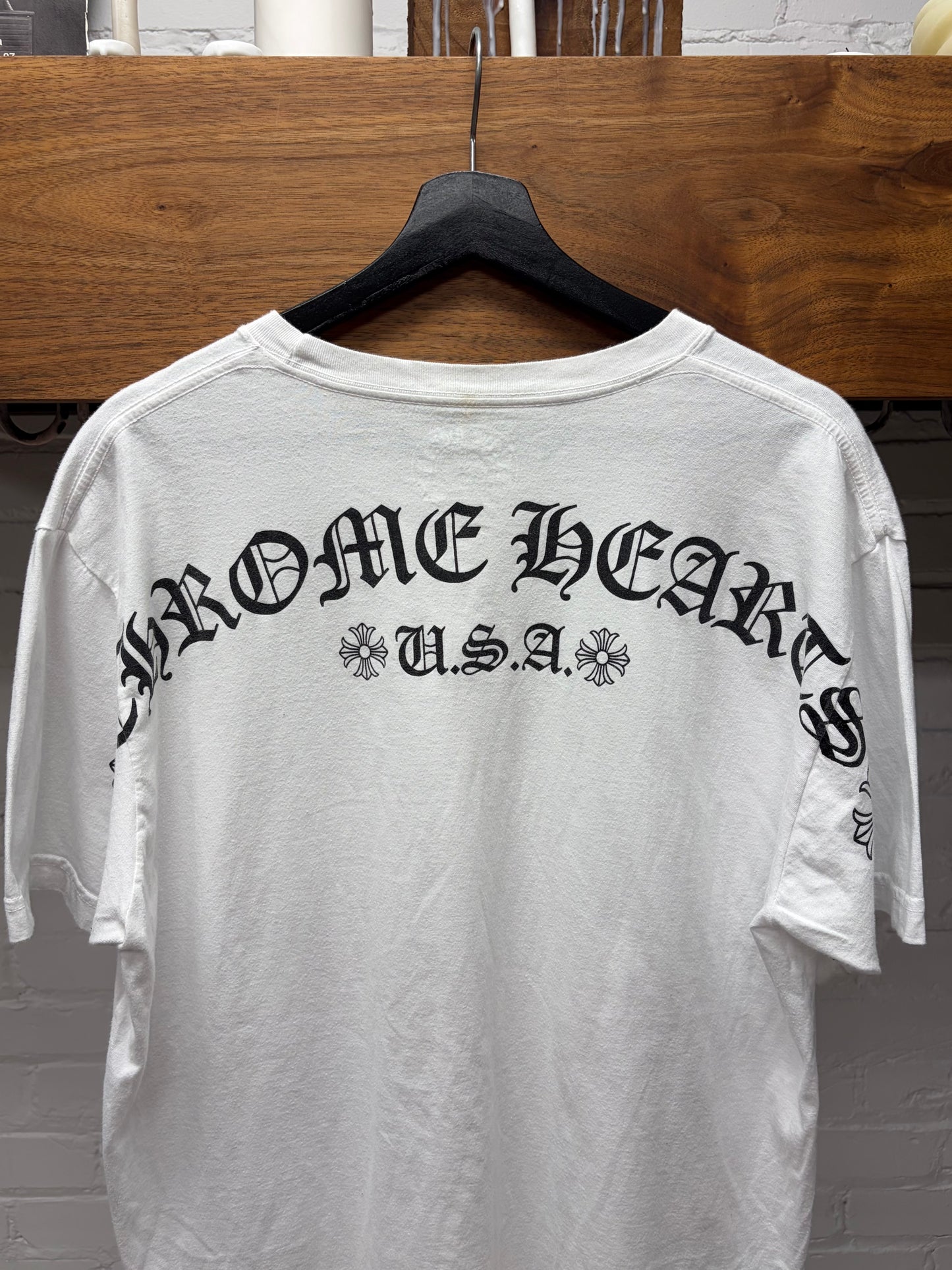 Chrome Hearts ‘Script Logo’ White Cotton Pocket T-Shirt