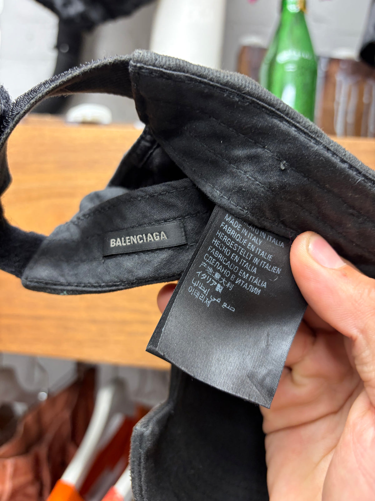 Balenciaga ‘Website’ Pierced Sun-Faded Black Baseball Cap