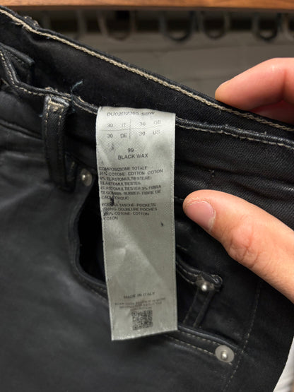 Rick Owens Waxed Black ‘Bolans’ Bootcut Flared Denim