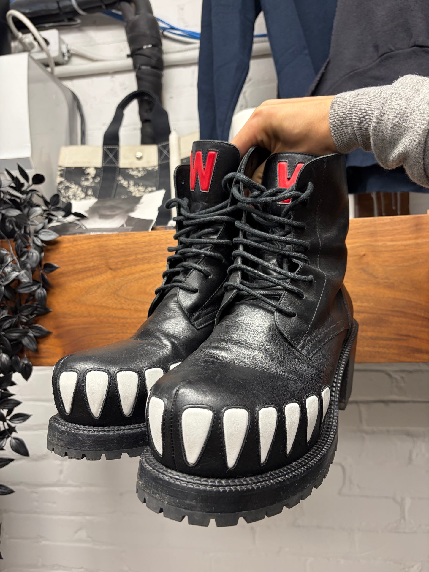 AW2022 Walter Van Beirendonck ‘Hyper Glam’ Teeth Platform Black Leather Boots