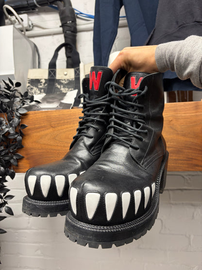 AW2022 Walter Van Beirendonck ‘Hyper Glam’ Teeth Platform Black Leather Boots