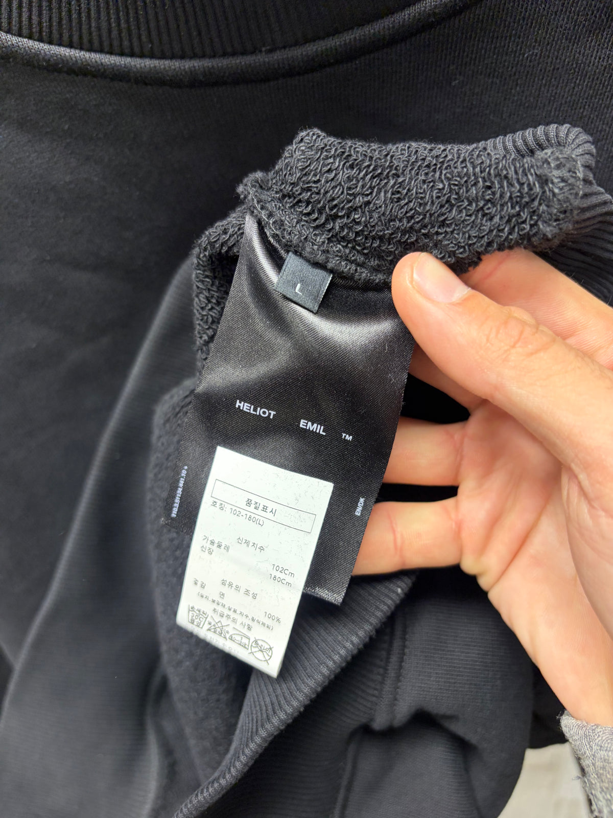 Heliot Emil Black ‘Outline Logo’ Crewneck Sweatshirt