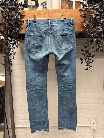 AW2008 Dior Homme ‘Clawmark’ Washed Blue Skinny Jeans