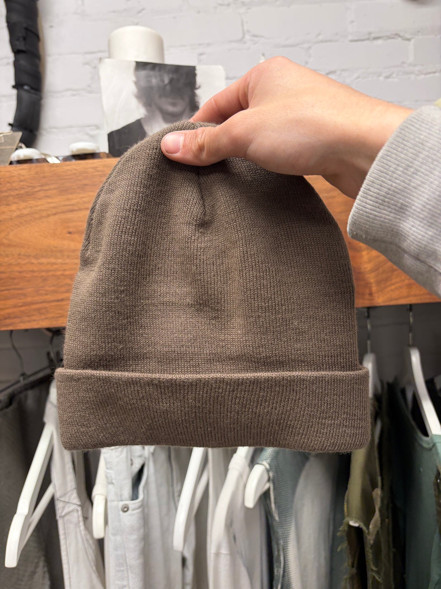 Balenciaga ‘3B’ Sports Icon Logo Brown Ribbed Beanie