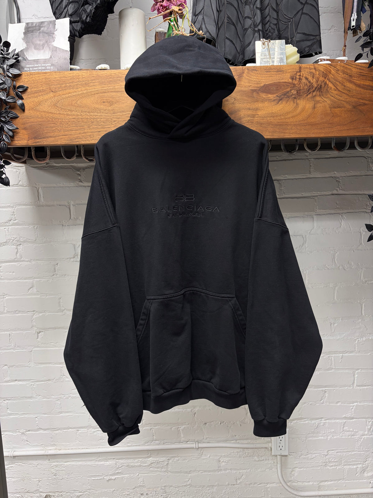 Balenciaga ‘BB Garderobe’ Black Embroidered Logo Hoodie
