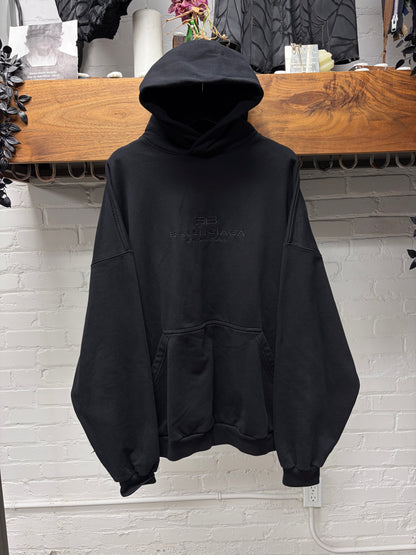 Balenciaga ‘BB Garderobe’ Black Embroidered Logo Hoodie