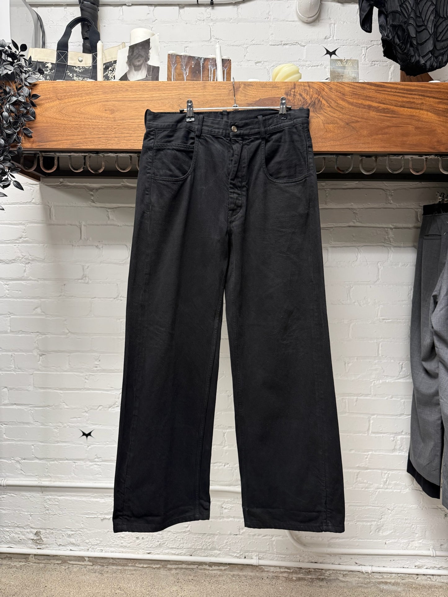 Ann Demeulemeester ‘Claire’ Wide Leg Black Denim