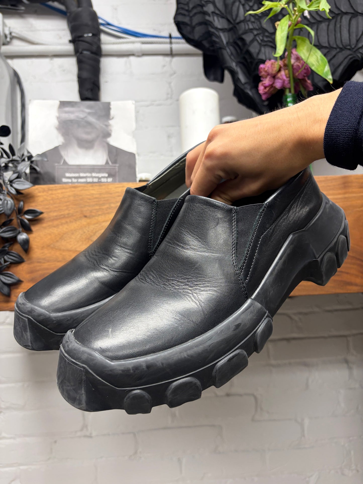 Rick Owens ‘Tractor Sole’ Black Leather Low Top Derbys