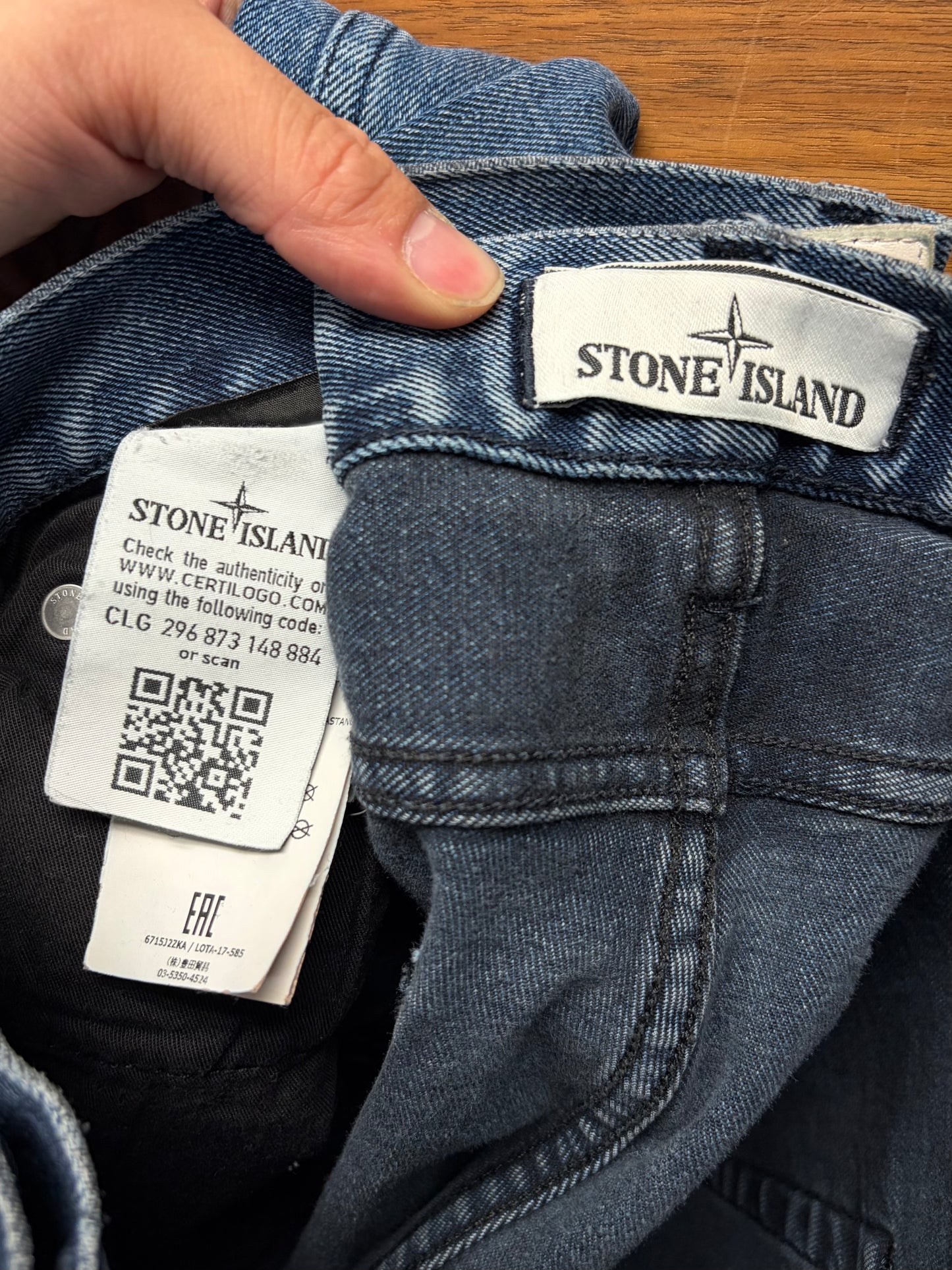 Stone Island ‘Badge Logo’ Washed Blue Skinny Jeans