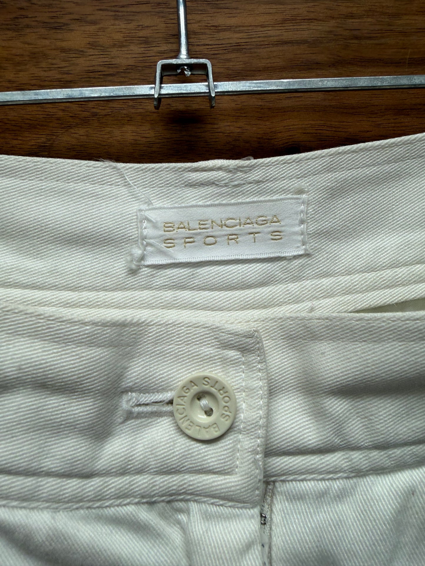 Vintage 90s Balenciaga Pleated White Logo Shorts