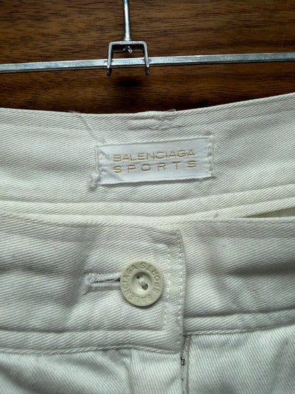 Vintage 90s Balenciaga Pleated White Logo Shorts