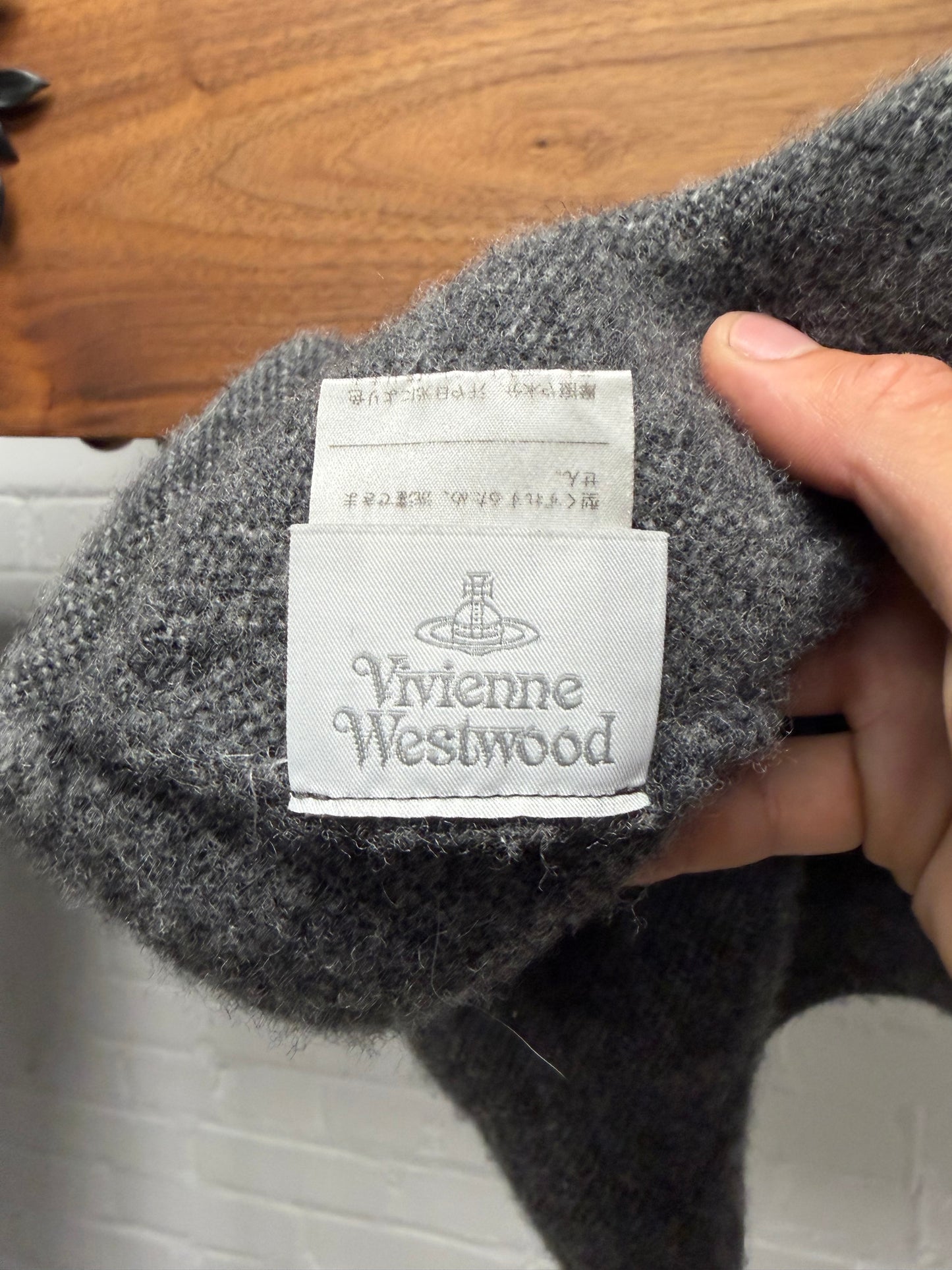 Vivienne Westwood Grey ‘Orb Logo’ Knit Beanie