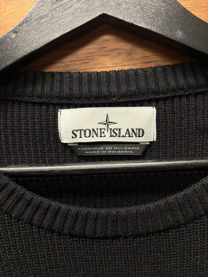 Stone Island ‘Badge Logo’ Ribbed Black Knit Sweater