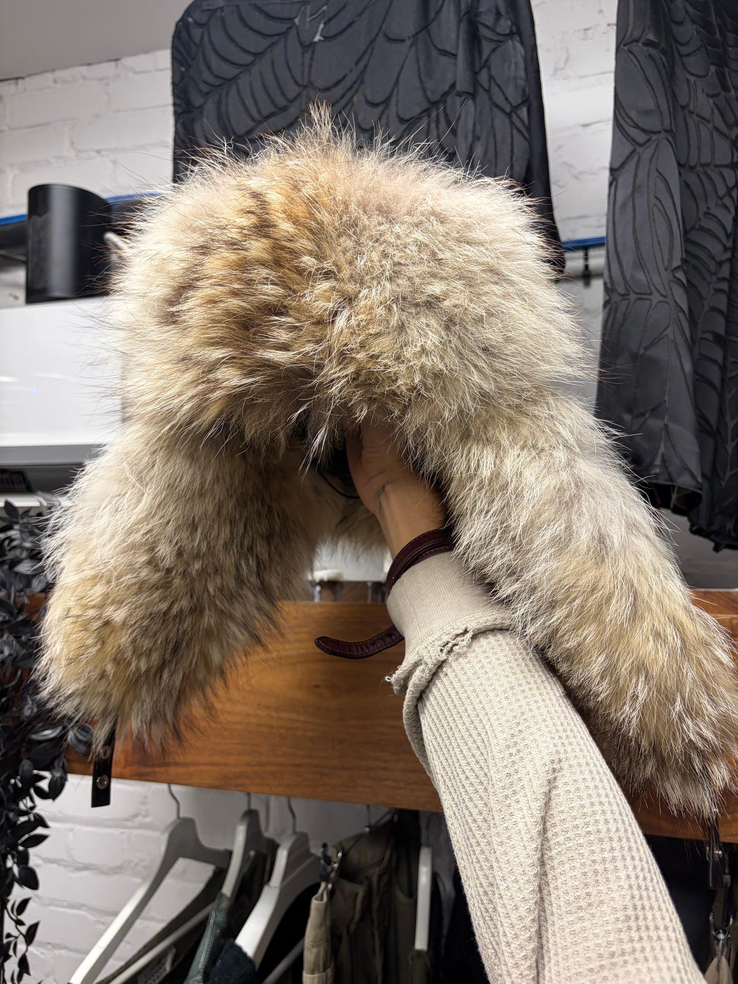Prada Genuine Fox Fur ‘Ushanka’ Black Nylon Trapper Hat