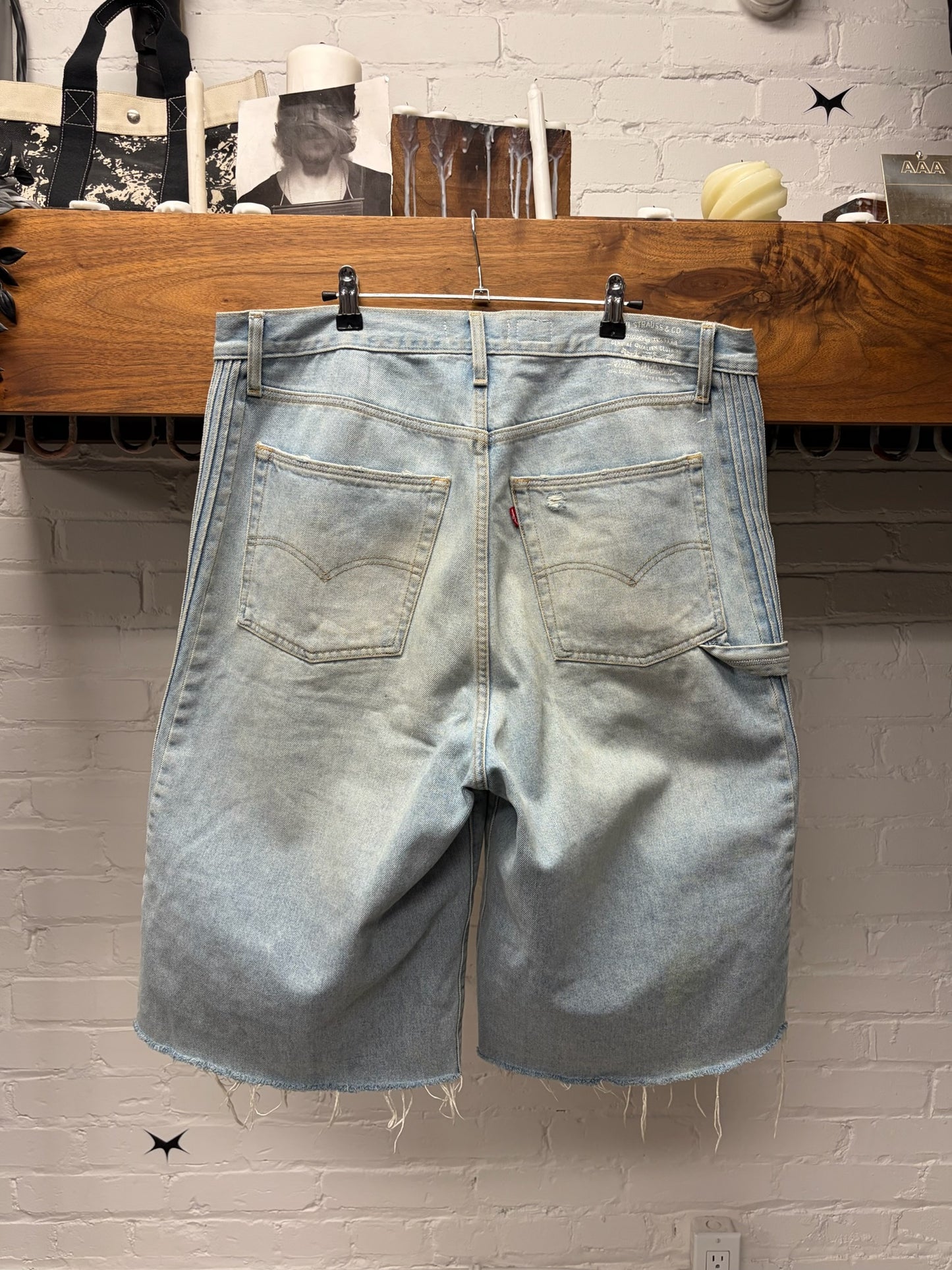 ERL x Levi’s 501 Light Washed Blue Baggy ‘Cutoff’ Denim Shorts