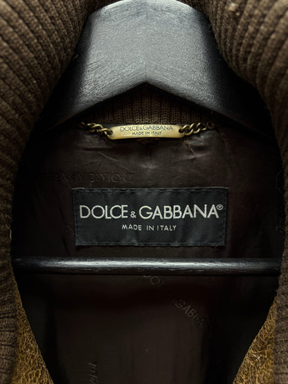 AW2003 Dolce and Gabbana ‘Bondage Strap’ Brown Goatskin Leather Bomber Jacket