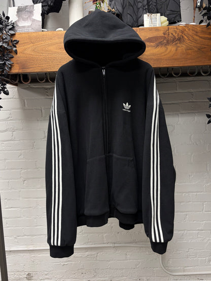 SS2023 Balenciaga x Adidas ‘3 Stripes Logo’ Fleece Black/White Zip-Up Hoodie