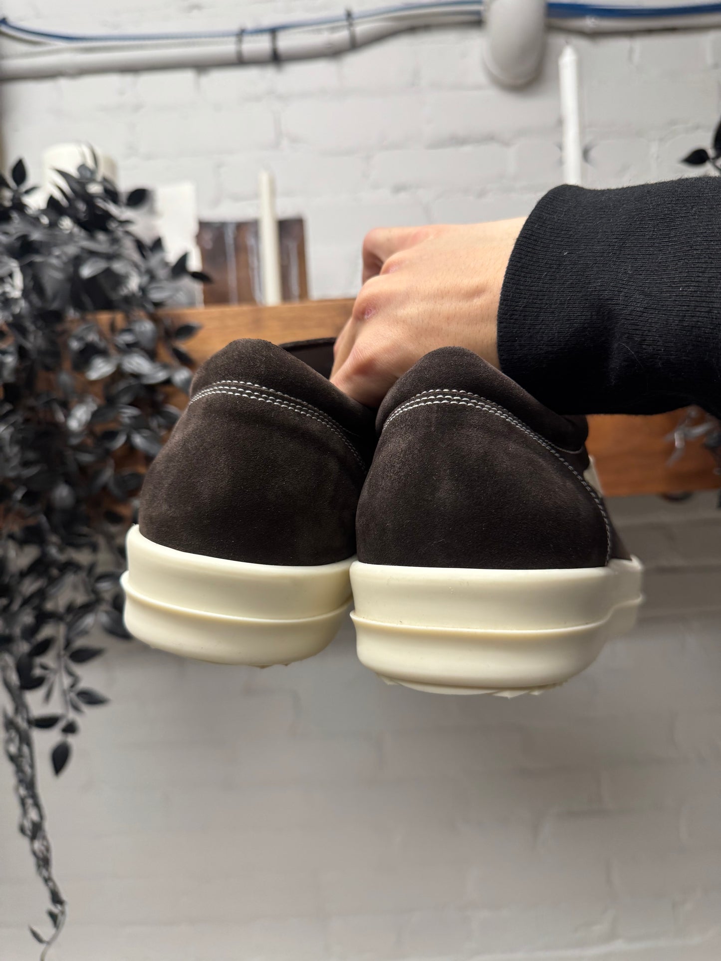 Rick Owens Mainline Brown Suede ‘Vans’ Low Top Sneakers