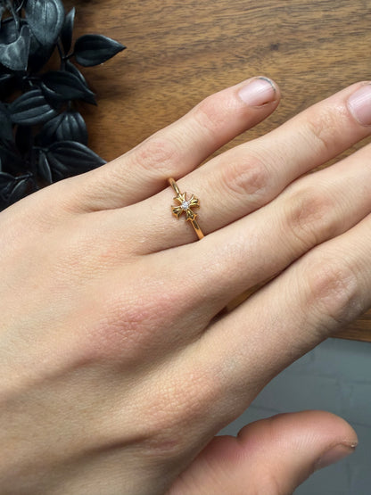 Chrome Hearts 18k Gold Plus Cross Ring with Factory Set Diamond