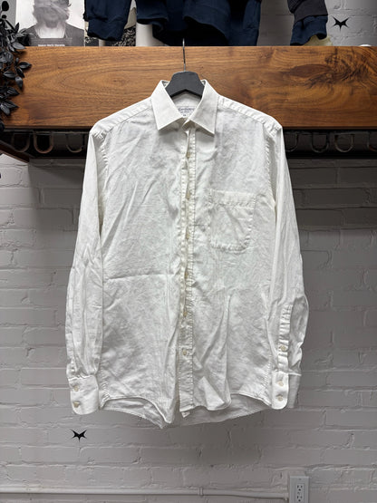 Saint Laurent ‘Rive Gauche’  YSL Pour Homme Embroidered Logo White Button Up Shirt