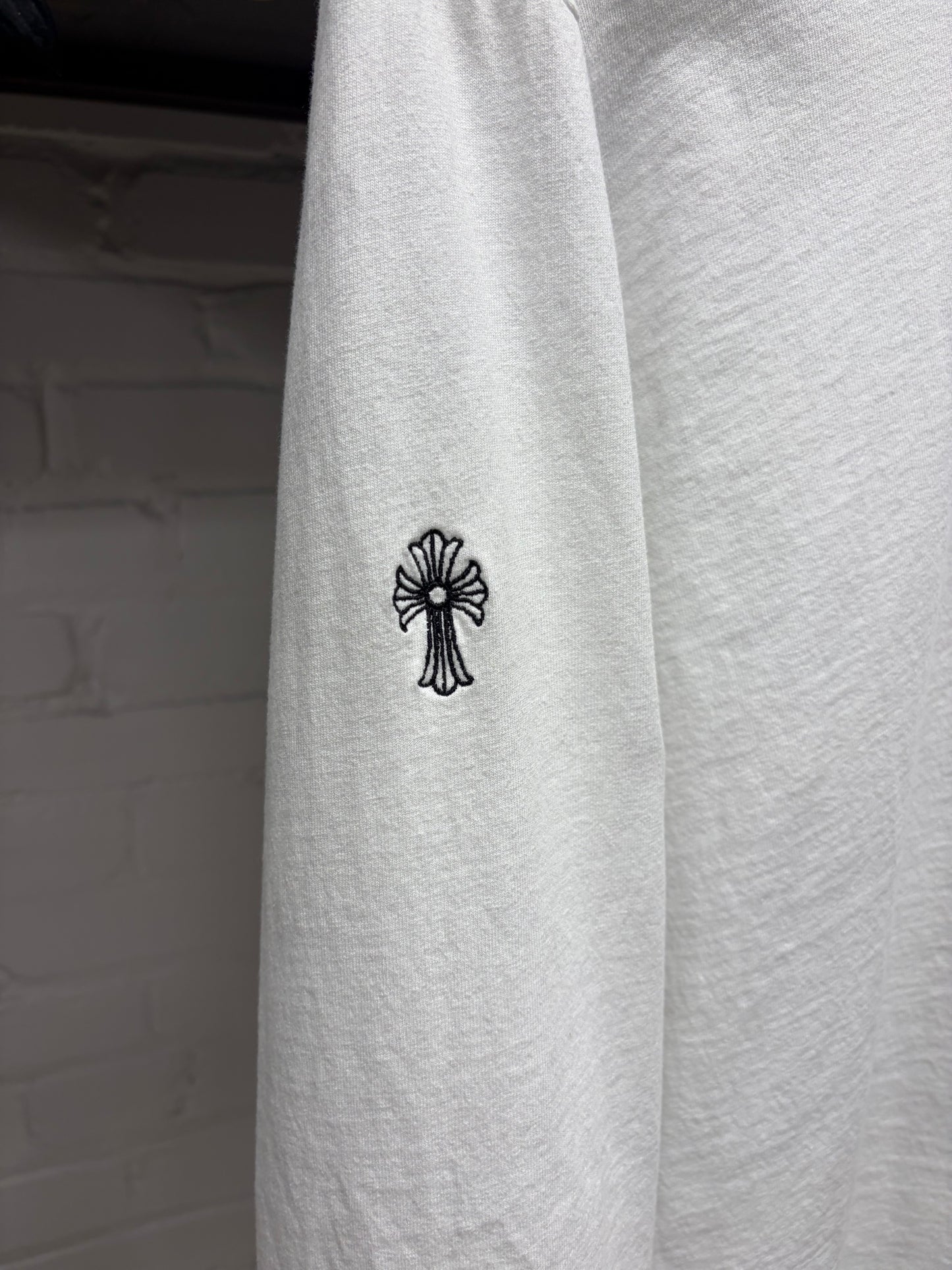 Chrome Hearts ‘GRP Y-Not’ Leather Tag Embroidered Logo White Long Sleeve Shirt