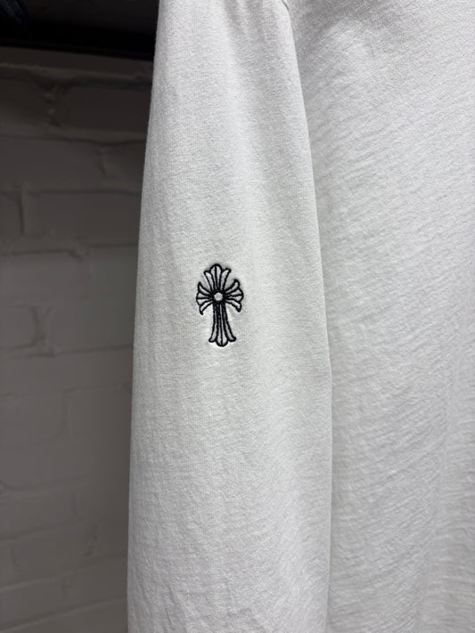 Chrome Hearts ‘GRP Y-Not’ Leather Tag Embroidered Logo White Long Sleeve Shirt