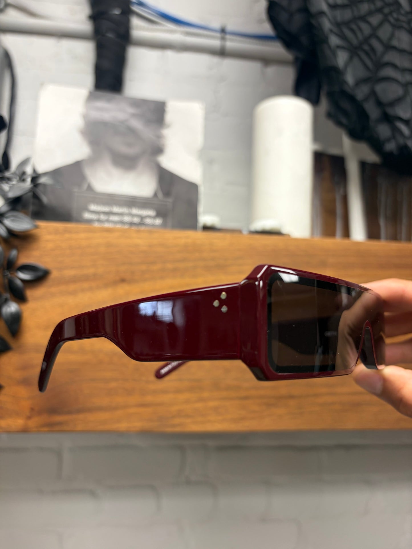 Rick Owens ‘Geth’ Flat Top Red Geometric Sunglasses