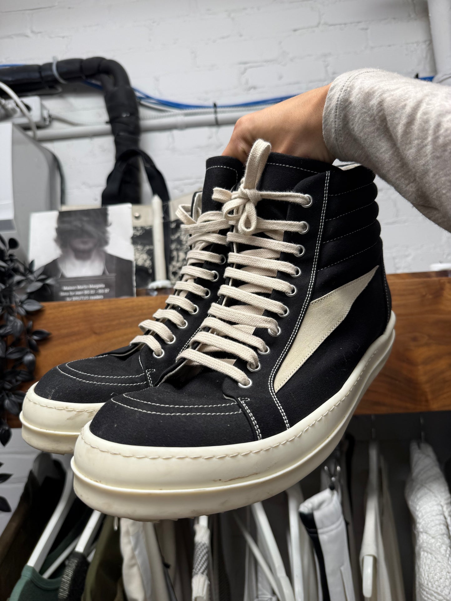 SS2024 Rick Owens Lido ‘Vans’ Black Canvas High Top Sneakers