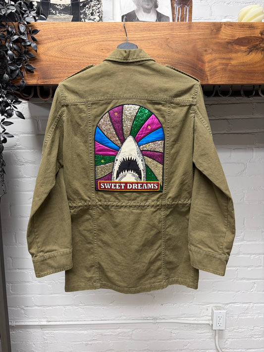 2016 Saint Laurent by Hedi Slimane ‘Sweet Dreams’ Shark Graphic Military Field Jacket