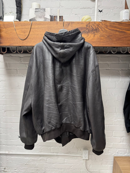 2022 Balenciaga ‘Taxi’ Brown Hooded Leather Jacket