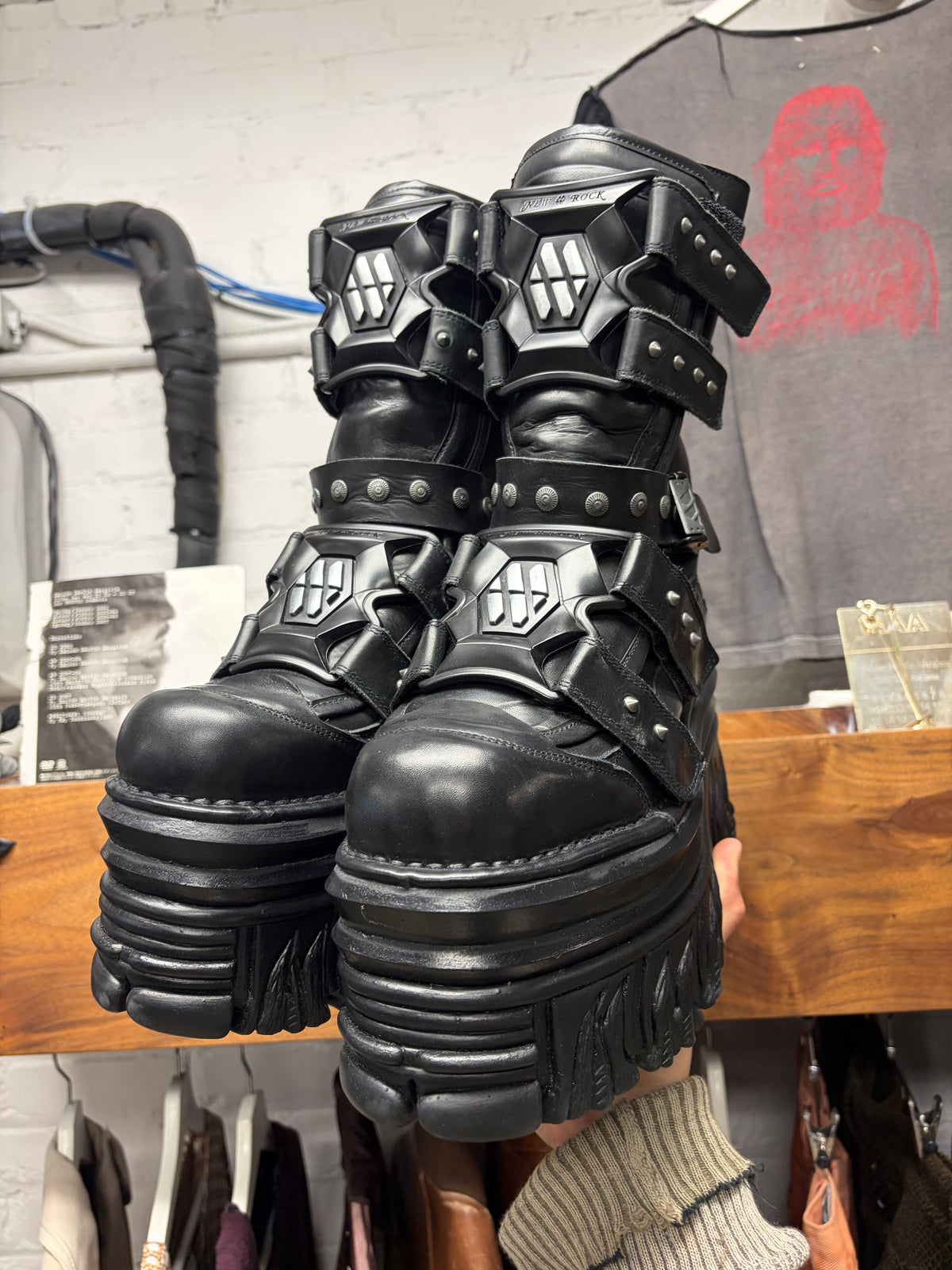 Vetements x New Rock ‘Gamer’ Platform Black Leather High Top Boots