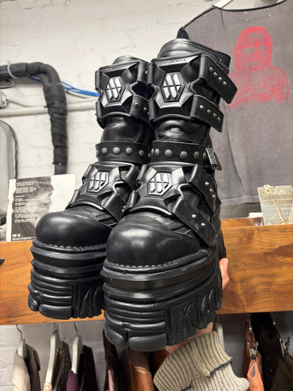 Vetements x New Rock ‘Gamer’ Platform Black Leather High Top Boots