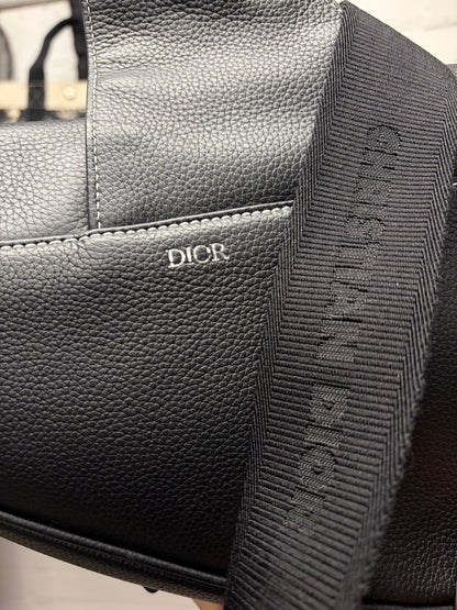 Dior Grained Black Calfskin Leather ‘Saddle Bag’ with Roller Buckle Strap