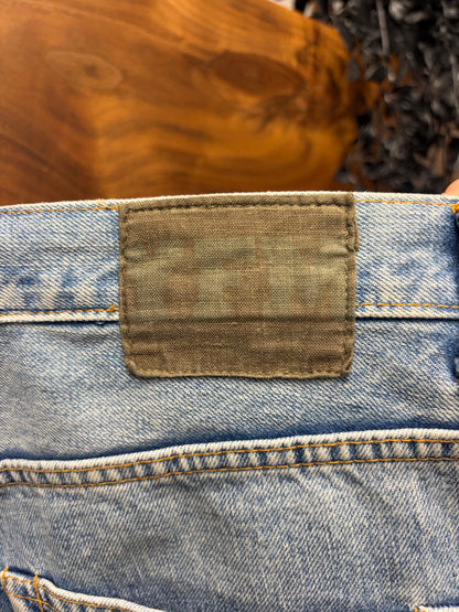 Vintage Yohji Yamamoto ‘Y’s For Men’ Patchwork Distressed Light Wash Blue Flared Denim