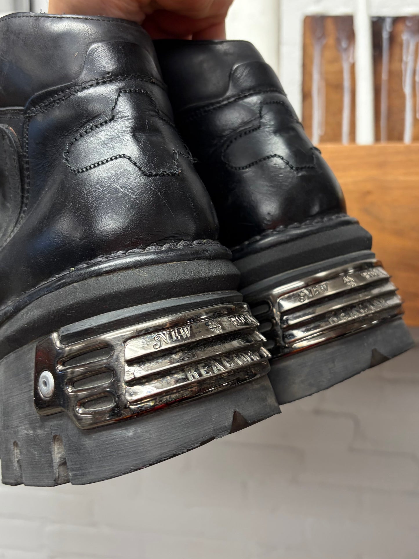 New Rock ‘106-R17’ Black Leather Platform Sole Boots