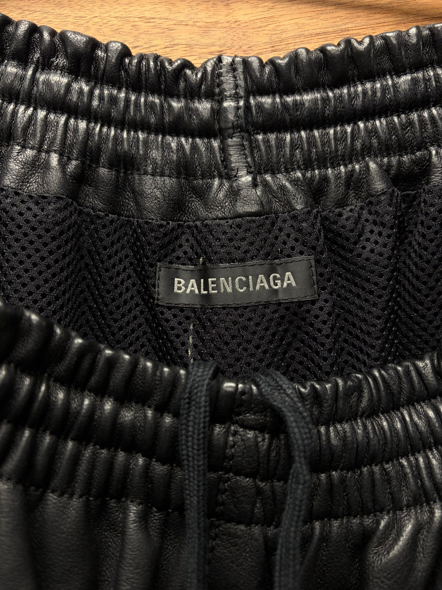 2022 Balenciaga ‘3B’ Sporty Logo Leather Track Pants
