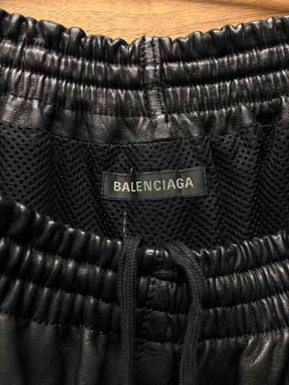 2022 Balenciaga ‘3B’ Sporty Logo Leather Track Pants