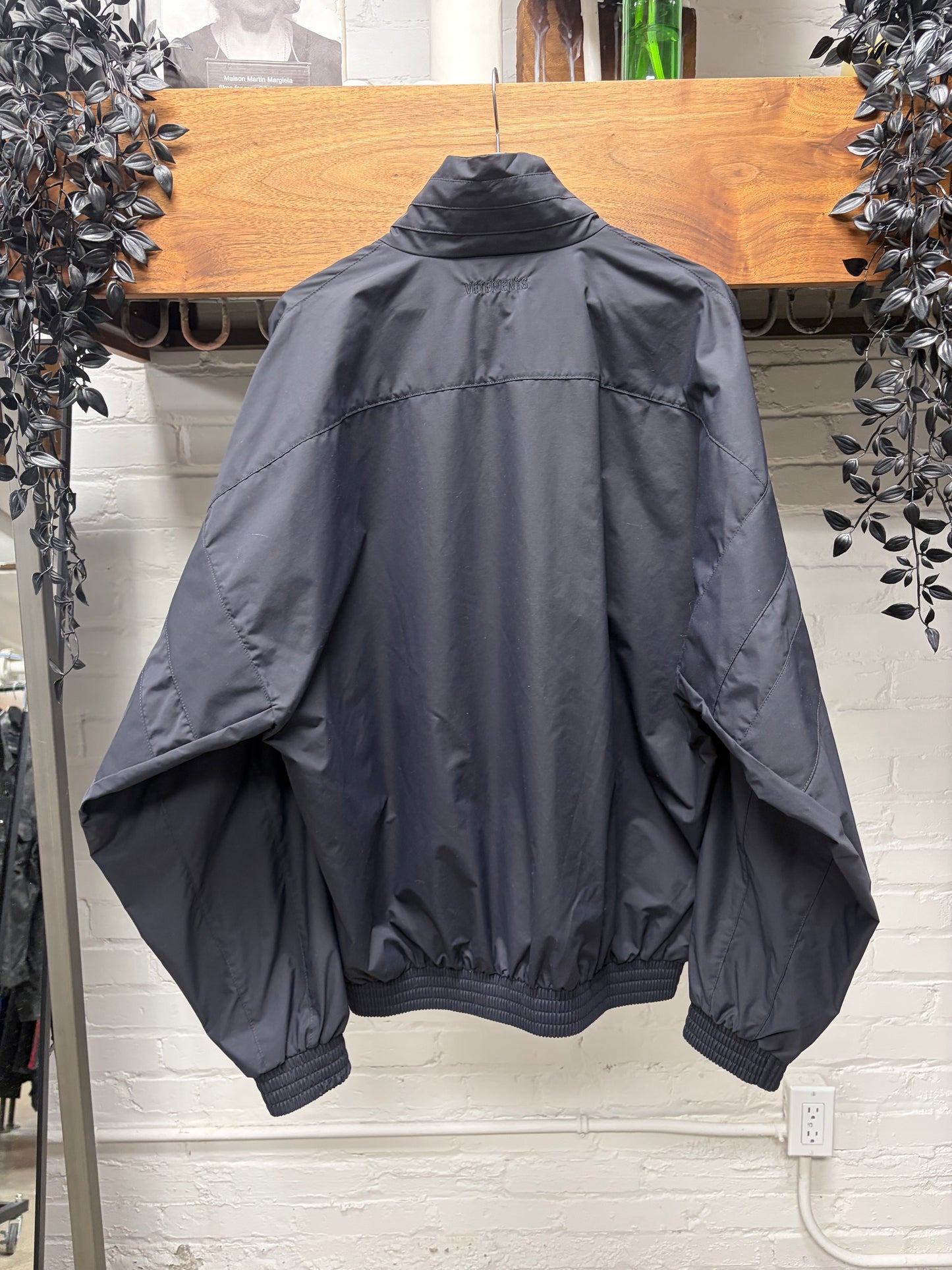 Vetements Embroidered Logo Black Oversized ‘Drop Shoulder’ Track Jacket