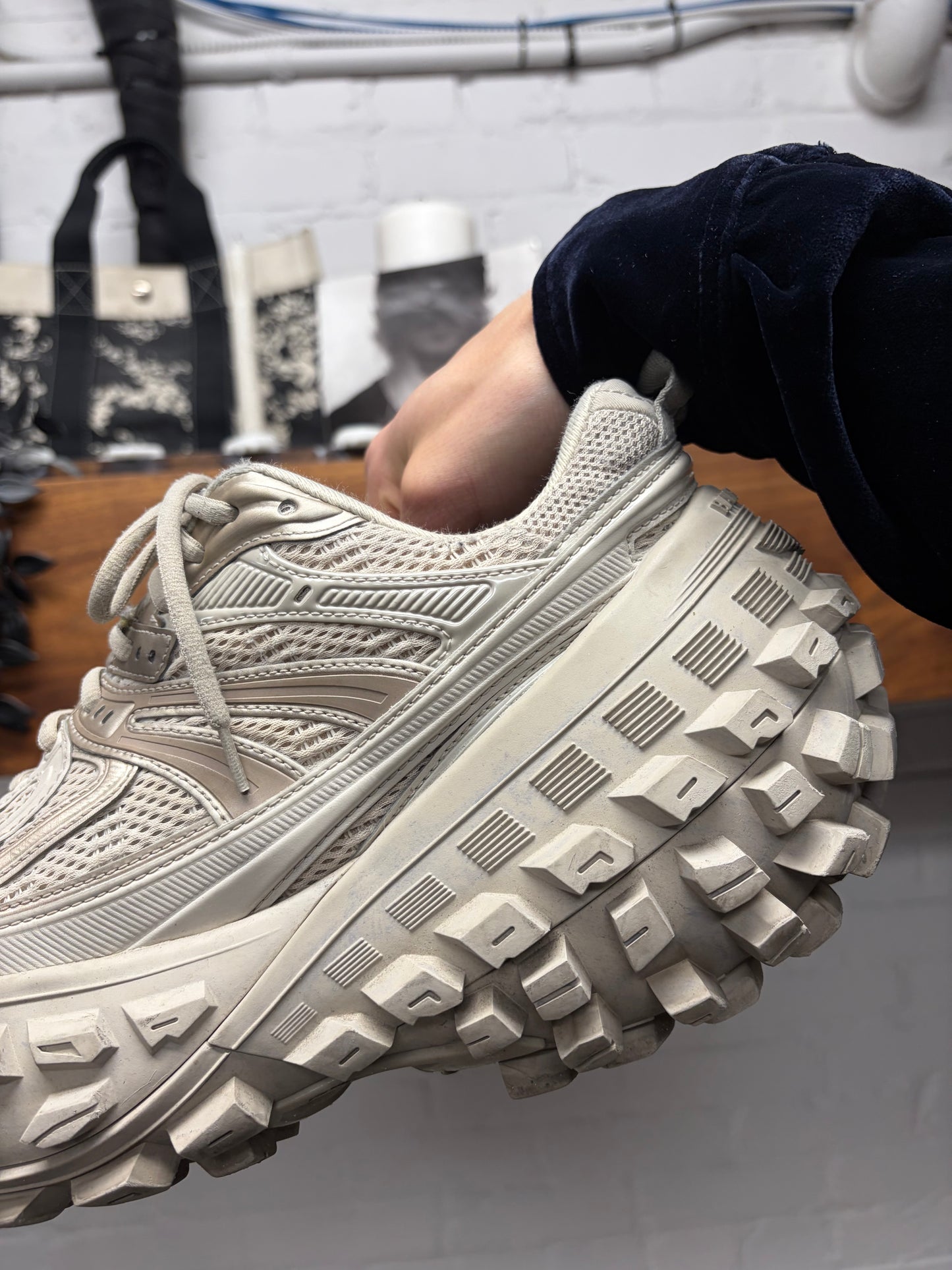 Balenciaga ‘Defender’ White Tire Track Low Top Sneakers