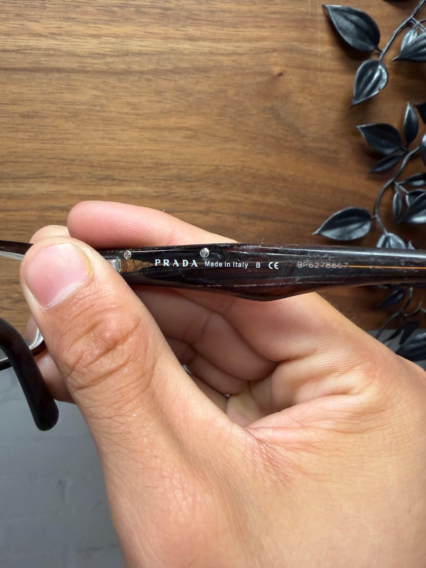 Prada Brown/Silver Rectangular Frame Prescription Glasses