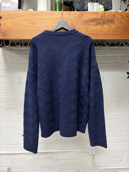 Bottega Veneta ‘Intrecciato’ Woven Navy Blue Knit Sweater