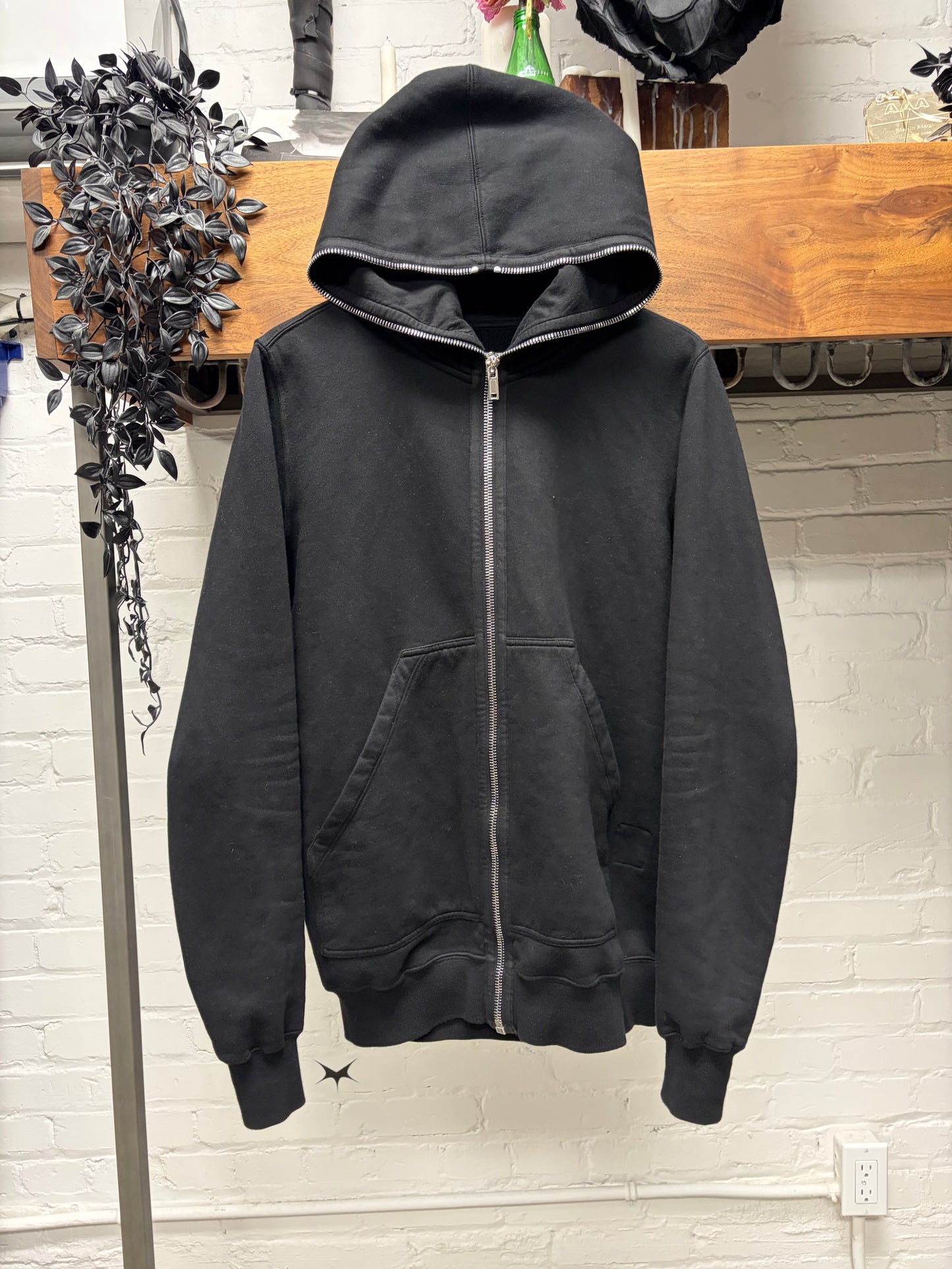 Rick Owens Black ‘Gimp’ Full-Zip Black Zip-Up Hoodie