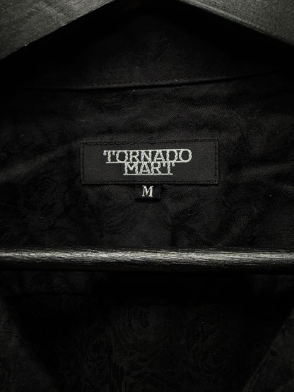 Tornado Mart Embroidered ‘Rose’ Short Sleeve Black/Red Button Up Shirt